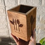 جا قاشق چوبی روس وود Russ Wood مدل طرح دار لیزری کد 615