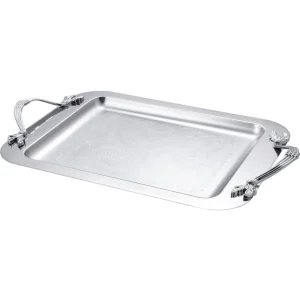 سینی استیل سلینا مدل 9213 مستطیل سایز بزرگ طرح برگ