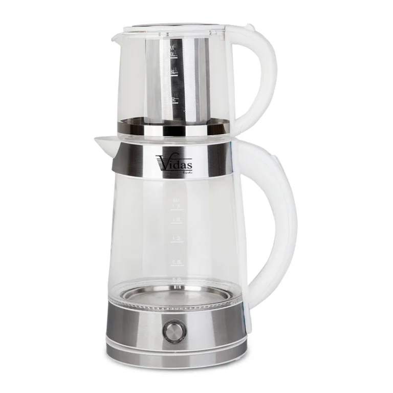 چای ساز ویداس مدل VIR-2079 روهمی با کتری شیشه ای