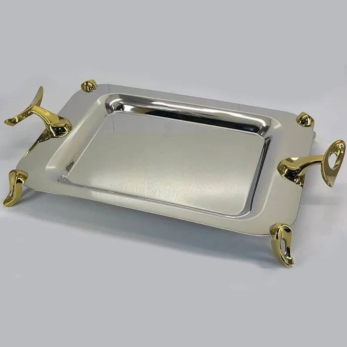 سینی استیل سلینا مدل 95421 مستطیل سایز بزرگ پایه دار سینی استیل سلینا مدل 95421 مستطیل سایز بزرگ پایه دار